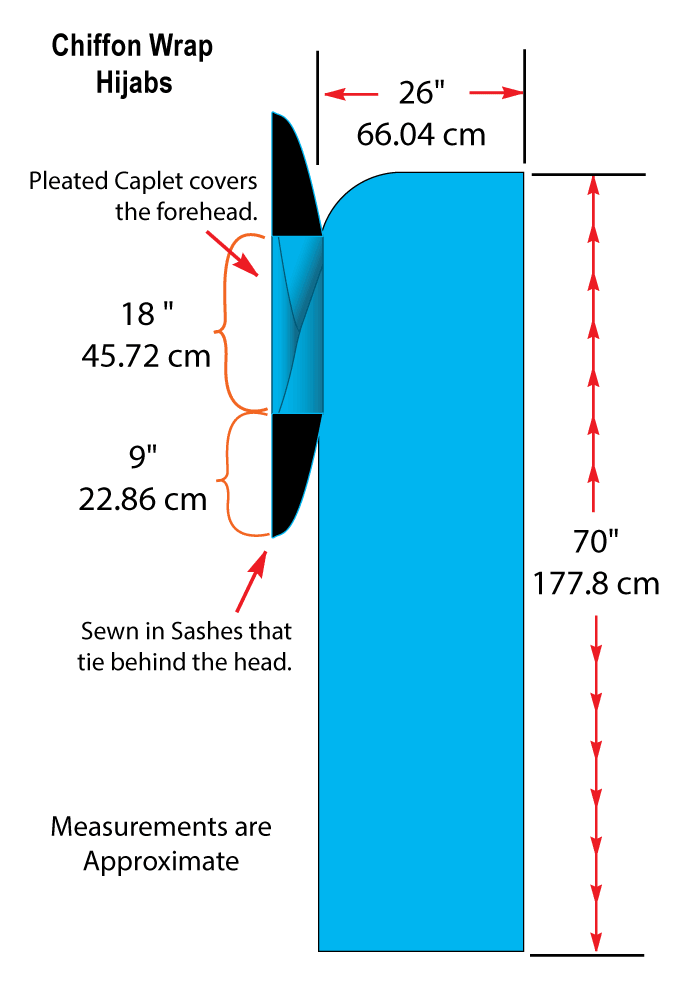 measurements of the chiffon wrap illustration