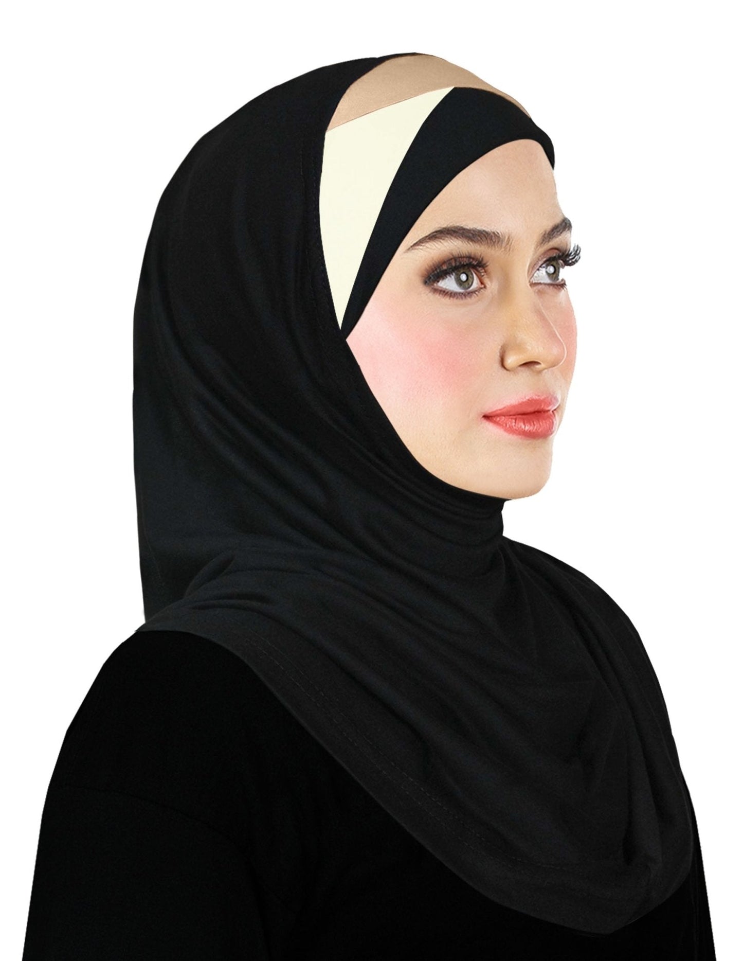 Wholesale Festive Amira Cotton Hijab 1 piece 2 Tone Color Pleats - Junior Size