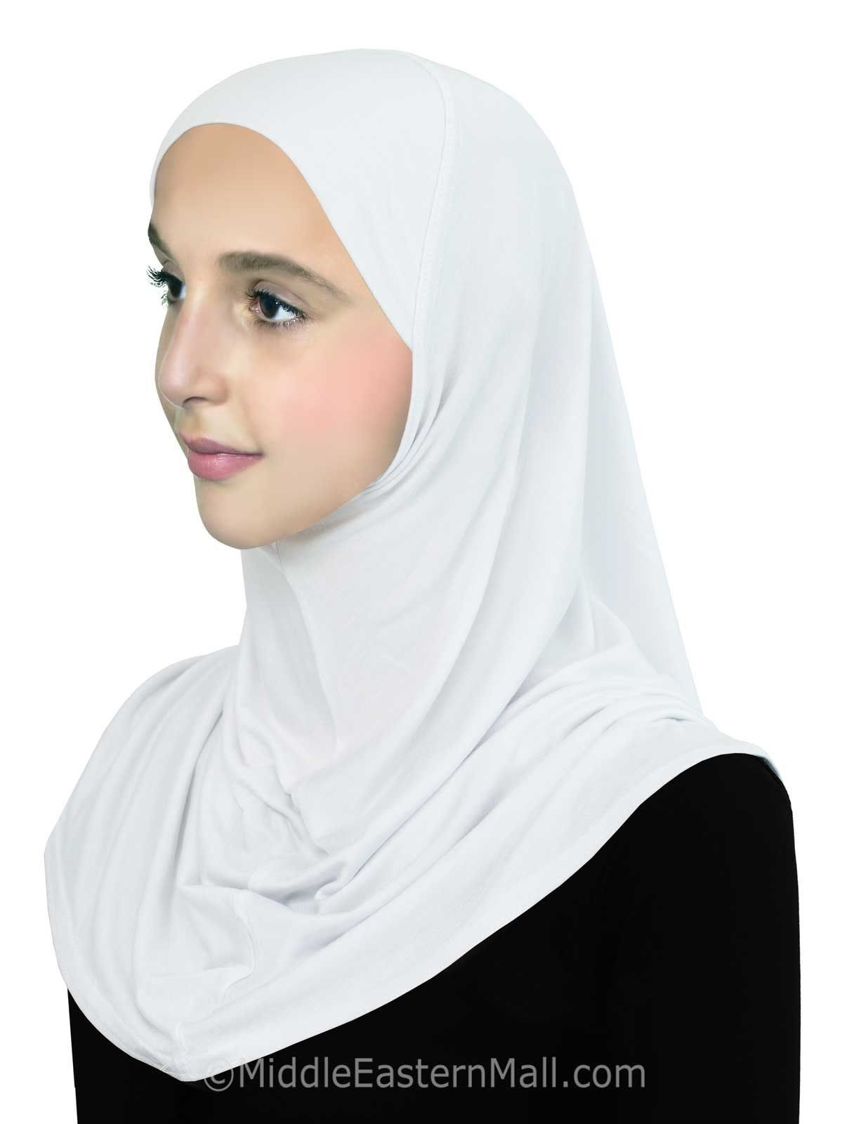 Wholesale School Girl's Pre-Teen Cotton 1 piece Hijab Cotton Hijab ALL WHITE