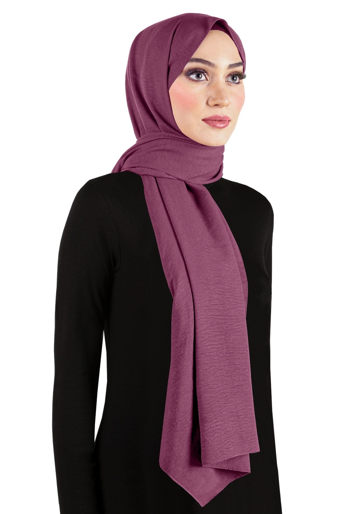 Long Plum color Women's Cotton Jazz Hijab Shawl Wraps