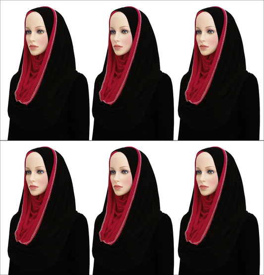 Wholesale Jersey Hoodie Hijab 2-Tone Easy Instant Criss Cross Headscarf