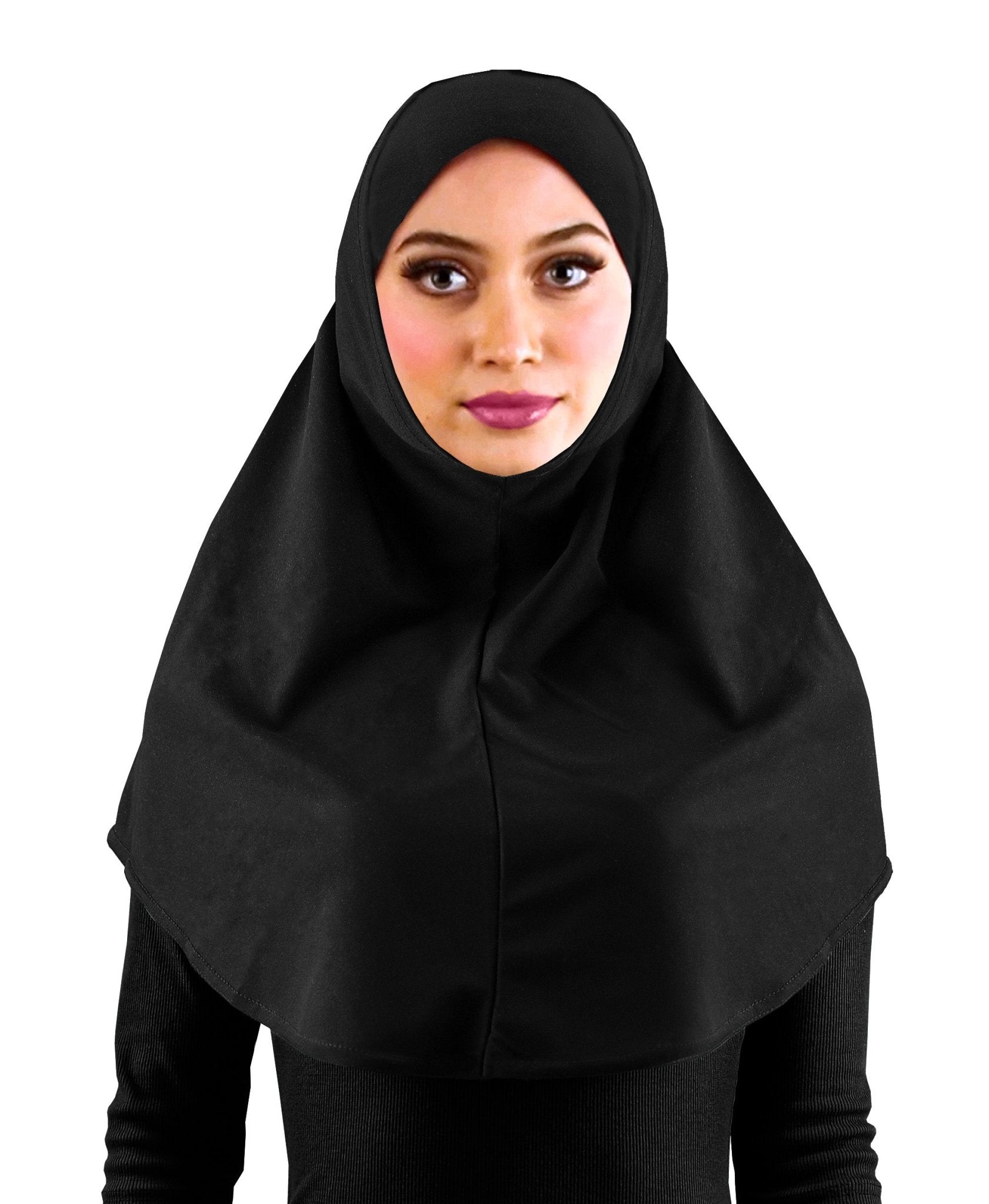 black khimar elbow length made of lycra light weight and stretchy modest wear