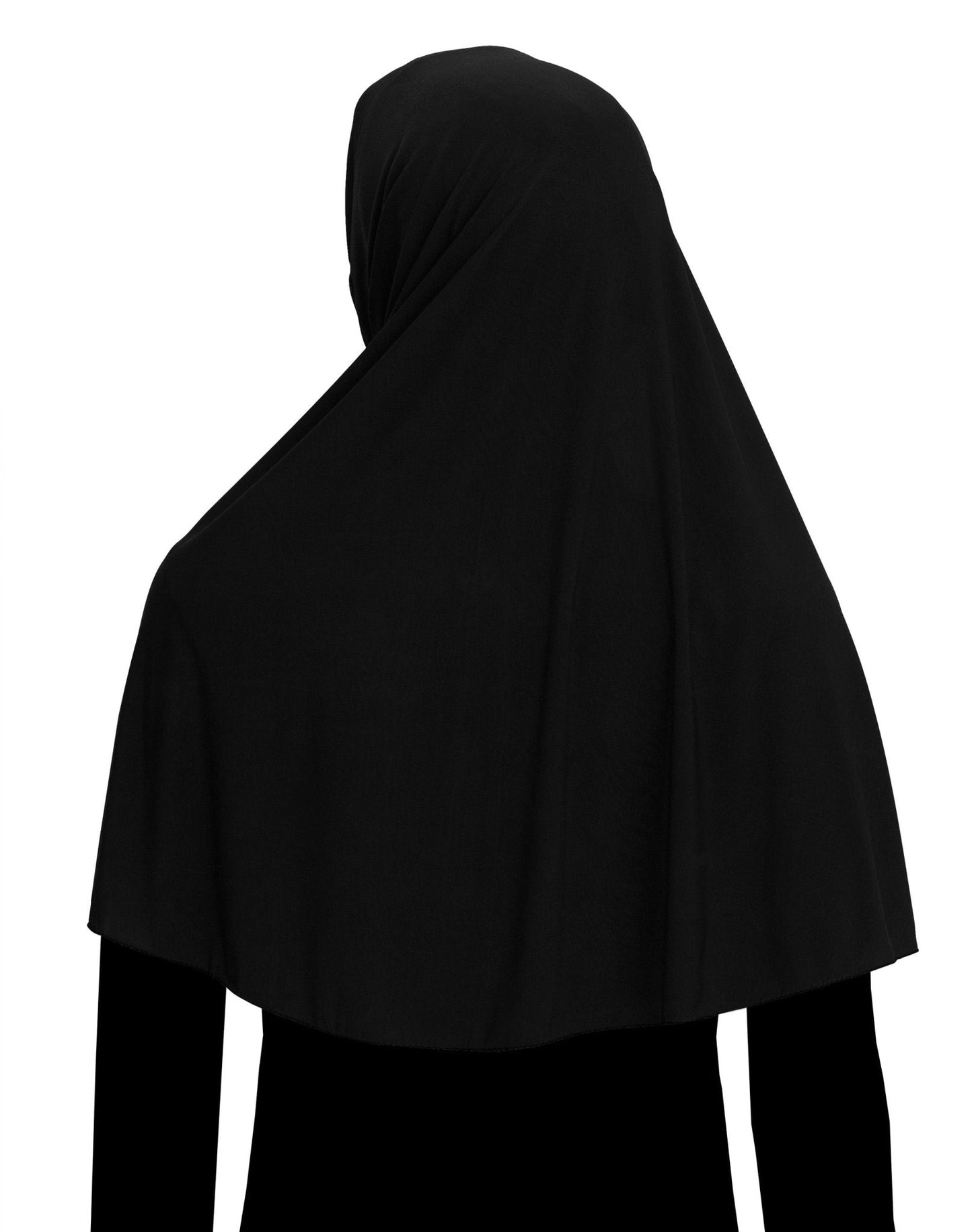 black khimar hijab amira one piece easy pull on headscarf elbow length 