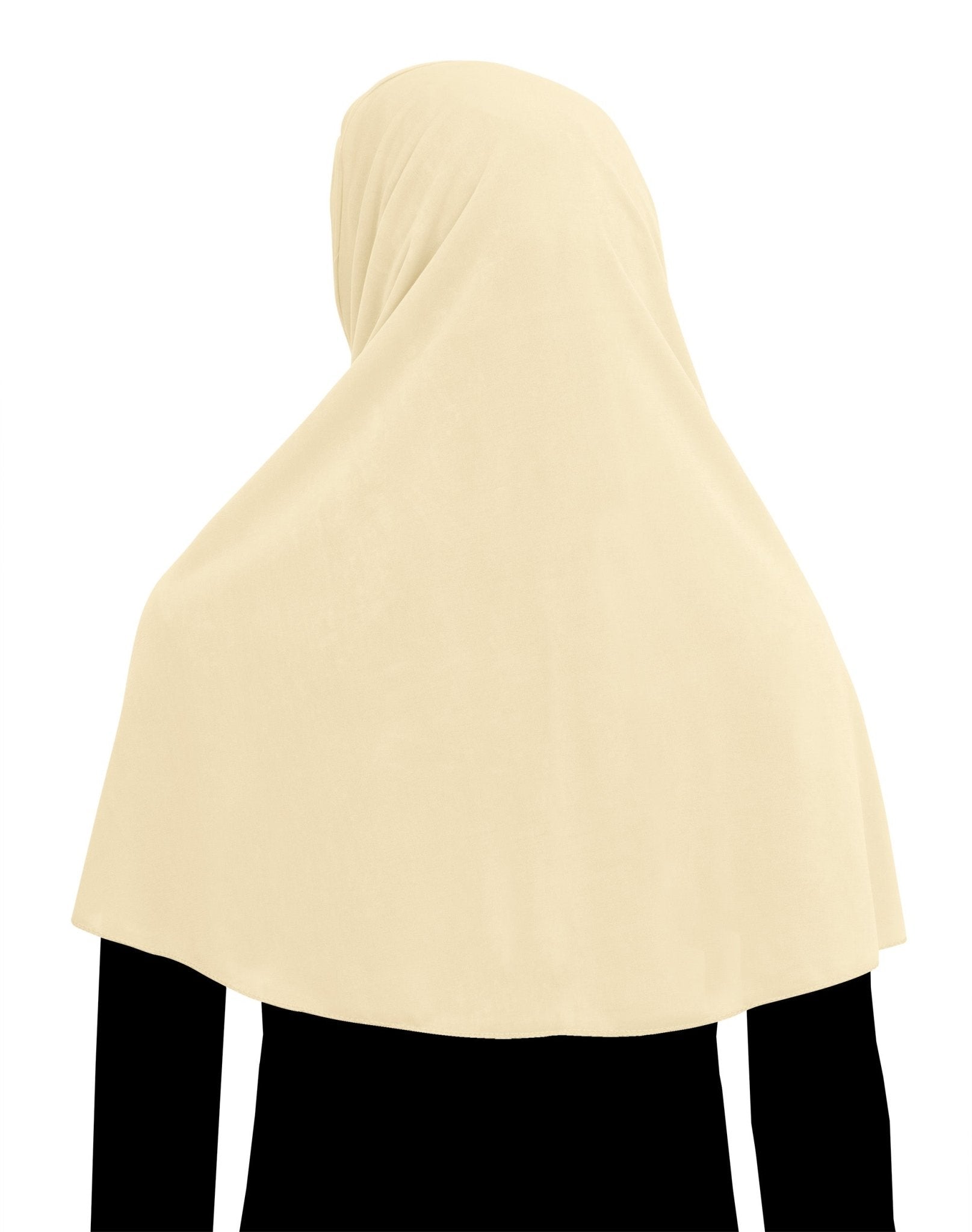 prayer khimar hijab in ivory off white or cream elbow length lycra headscarf for women