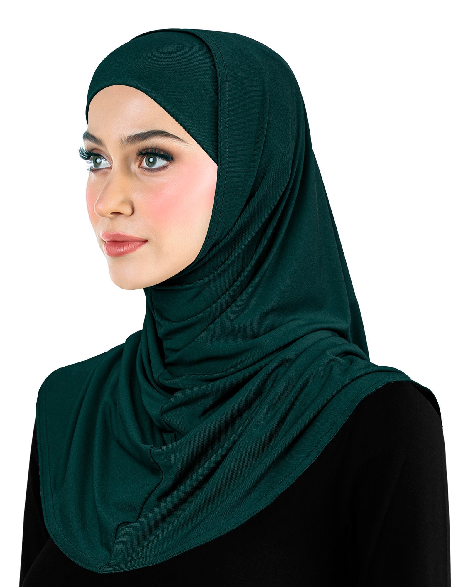 Teal 2 piece lycra amira hijab includes hood and tube cap