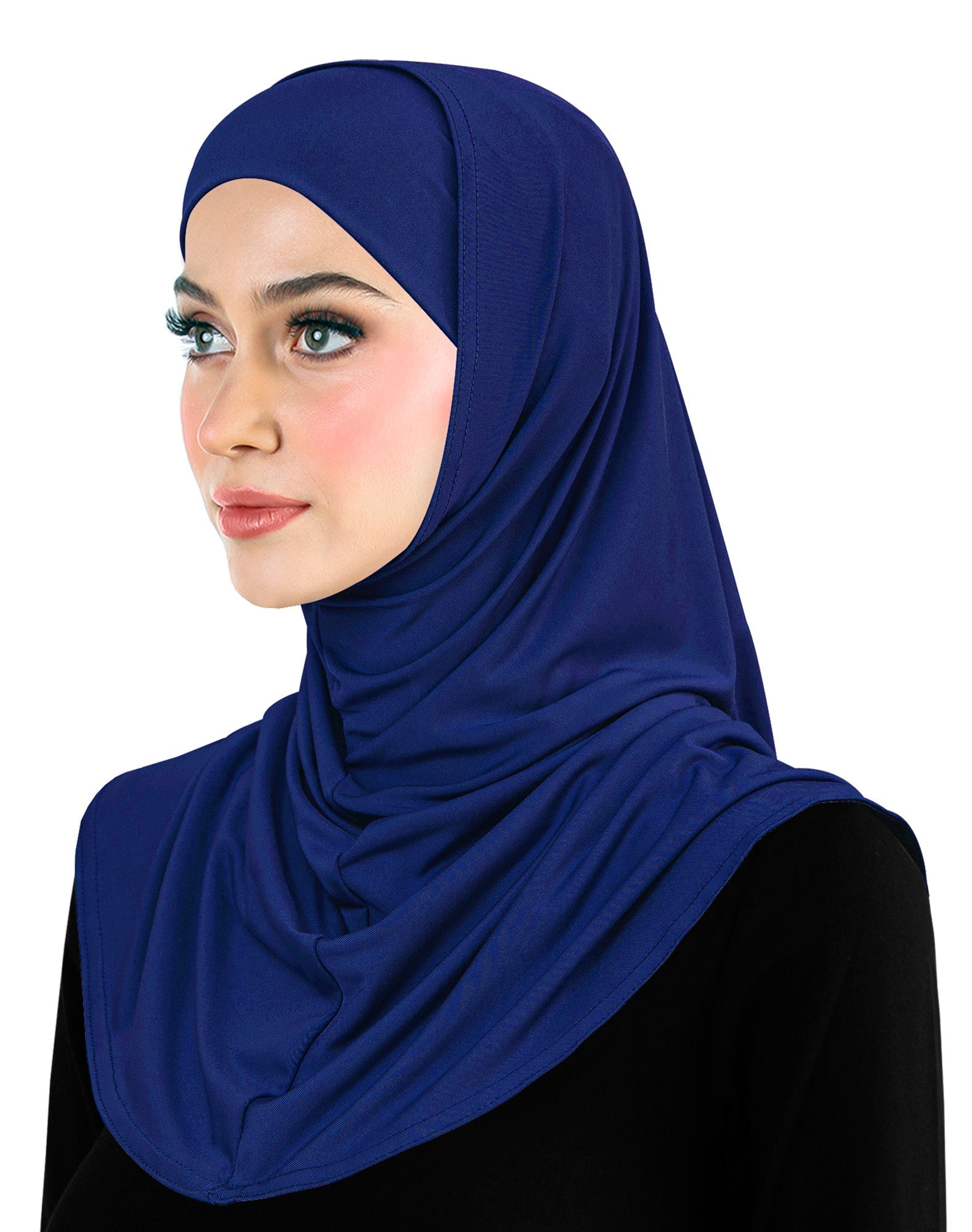 Royal Blue Lycra Amira hijab khatib 2 piece set includes hood and tube cap women's size