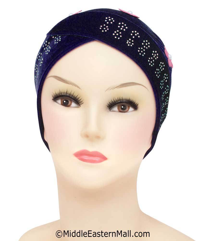 Wholesale JUNIOR SIZE Velvet Venetian Turban Hijab Caps Muslim Hijabs Accessories
