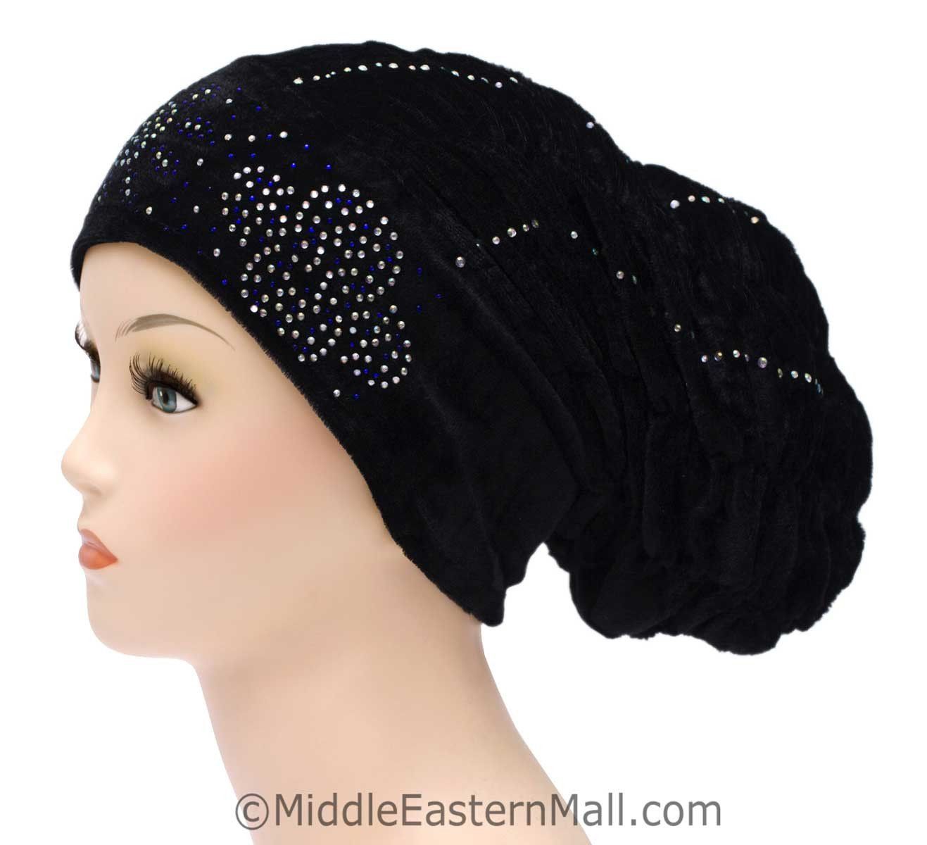 black Wholesale Set of 4 Velvet Royal Snood Caps