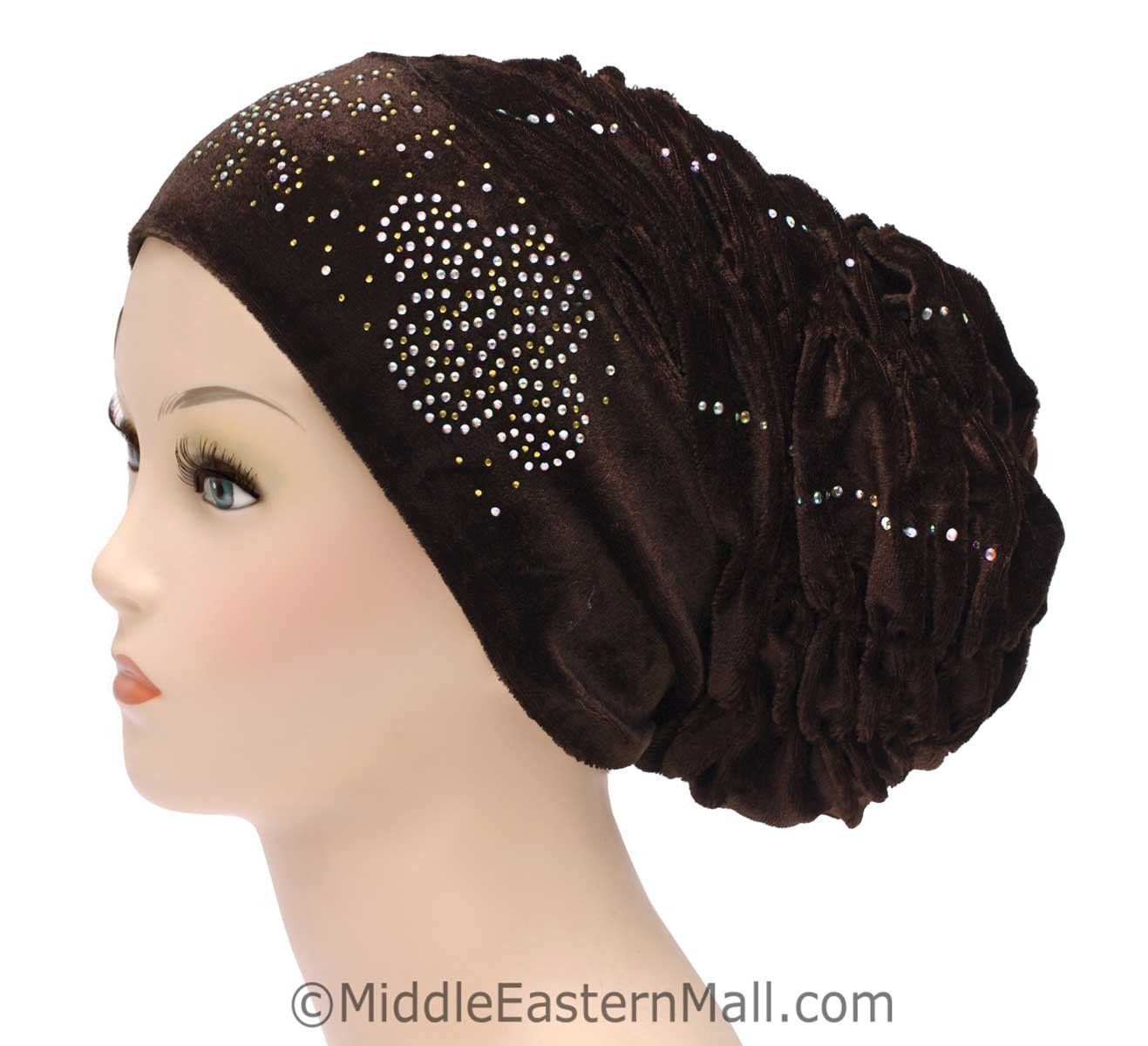 brown Wholesale Set of 4 Velvet Royal Snood Caps