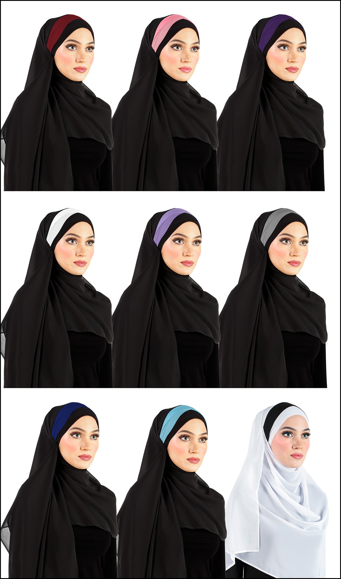 Wholesale Chiffon Wrap Hijab with 1 Color Stripe Rectangular Shawls