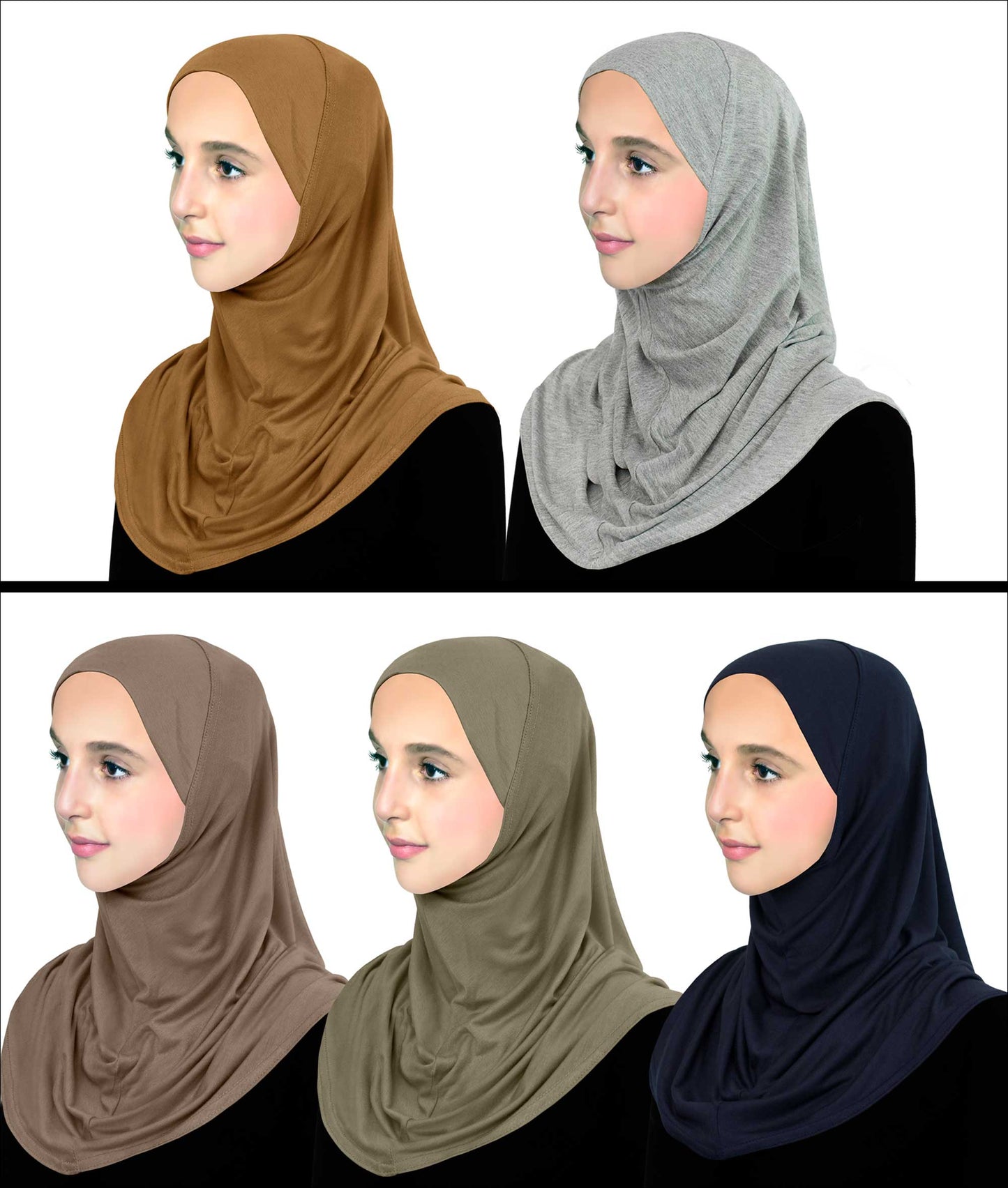 Wholesale Pre-Teen Girl's Cotton Hijab 1 piece Hijabs in 4 Colors No Navy