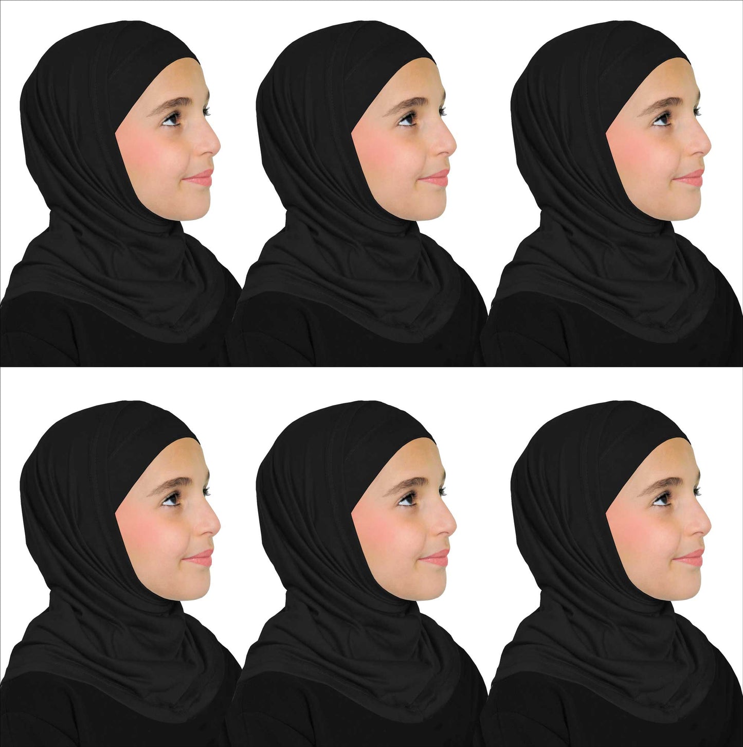 Wholesale Girl's Cotton Hijab 2 piece ALL BLACK Kids school Hijab