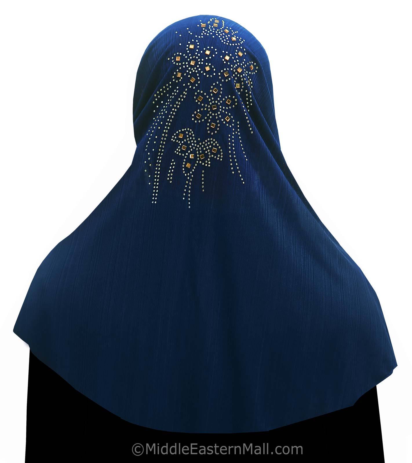 Royal Blue Yasmine Khimar Hijab 1 piece Lycra Amira